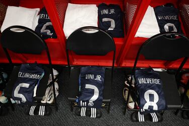 El vestuario del Real Madrid preparado en el Lincoln Financial Field.