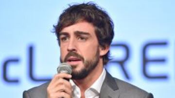 McLaren-Honda driver Fernando Alonso of Spain answers questions during a press conference at the Honda Motor's headquarters in Tokyo on February 10, 2015. Honda Motor held a press conference in the run-up to the Australian Grand Prix of the FIA Formula One World Championship (F1), which will take place on March 13 to 15. AFP PHOTO / KAZUHIRO NOGI