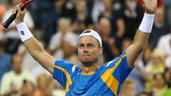 Lleyton Hewitt celebra su victoria ante Juan Martin Del Potro.