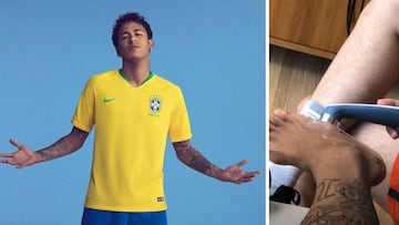 El futbolista brasileño de PSG, Neymar, mostró el estado de su tobillo derecho.