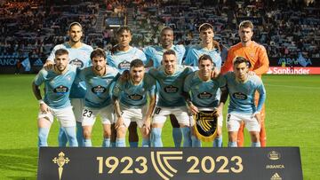 Formación inicial del Celta en el partido contra el Elche disputado en Balaídos y correspondiente a la 31ª jornada de la Liga 2022-2023.