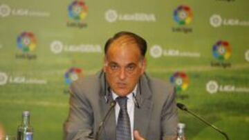 El presidente de la Liga de Fútbol Profesional, Javier Tebas.