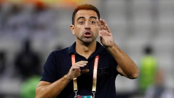 FILE PHOTO: Soccer Football - Club World Cup - Quarter Final - Monterrey v Al Sadd SC - Jassim Bin Hamad Stadium, Doha, Qatar - December 14, 2019  Al-Sadd coach Xavi reacts    REUTERS/Kai Pfaffenbach/File Photo