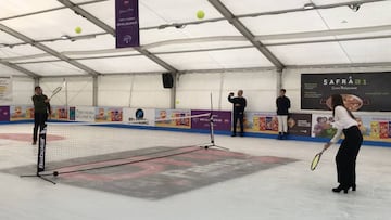 Toni Nadal tiene calidad... ?hasta jugando en una pista de hielo!