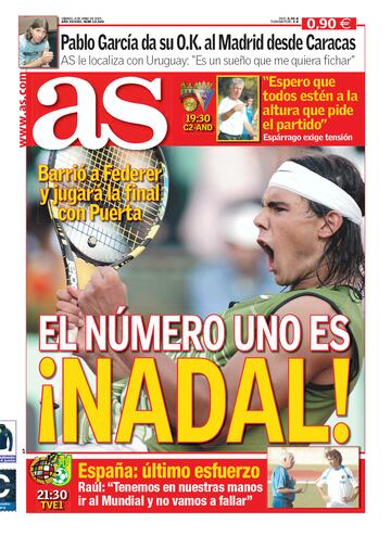 Rafa Nadal a través de las portadas de As