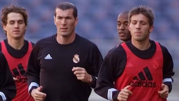 Zidane y Celades durante su etapa en el Real Madrid.