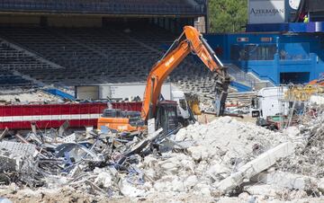 Aspecto de la demolición del Estadio Vicente Calderón a 24 de julio de 2019.
