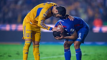 during the semi-finals second leg match between Tigres UANL and Cruz Azul, as part of the Liga BBVA MX, Torneo Apertura 2025 at Universitario Stadium, on December 06, 2025 in Monterrey, Nuevo Leon, Mexico.