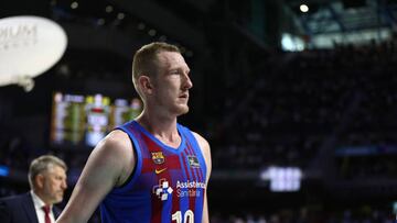 MADRID, SPAIN - JUNE 19: Rolands Smits of FC Barcelona looks on during the Final Game 4 of spanish league, Liga ACB Endesa, basketball match played between Real Madrid and FC Barcelona at Wizink Center pavilion on June 19, 2022, in Madrid Spain. (Photo By Oscar J. Barroso/Europa Press via Getty Images)