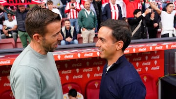 02/11/2025 SPORTING PARTIDO 2ª DIVISION
GIJON ESTADIO EL MOLINON SPORTING-LAS PALMAS SALUDO LUIS GARCIA Y BORJA
FOTO PACO PAREDES