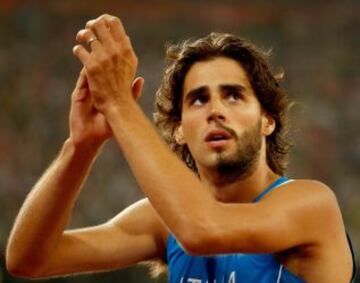 El italiano Gianmarco Tamberi durante la final de sdalto de altura de los Mundiales de atletismo 2015.