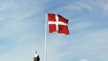 La bandera danesa es llamada Dannebrog y significa "la bandera de los daneses" o "la bandera roja". Aunque es difícil asegurar las fechas exactas, la tradición danesa asegura que el primer lugar donde apareció es en un texto neerlandés del siglo XIV. Por otro lado, se relata de su nacimiento en un escrito de Dinamarca cien años después, en 1478.