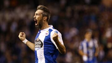 Luisinho, celebrando el gol que le dio la victoria al Deportivo ante el Alavés (1-0).