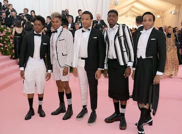 Los componentes del musical 'Ain't Too Proud - The Life and Times of the Temptations', Ephraim Sykes, Jeremy Pope, Derrick Baskin, Jawan M. Jackson, and James Harkness.