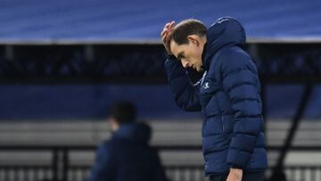 Soccer Football - Champions League - Group H - RB Leipzig v Paris St Germain - Red Bull Arena, Leipzig, Germany - November 4, 2020 Paris St Germain coach Thomas Tuchel looks dejected at the end of the match REUTERS/Annegret Hilse