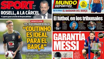 Portadas de &#039;Sport&#039; y &#039;Mundo Deportivo&#039; del viernes, 26 de mayo de 2017.