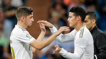 James Rodr&iacute;guez y Federico Valverde, la nueva competencia del colombiano