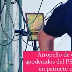 Atropellados dos militantes del PSOE por el conductor de un patinete con símbolos franquistas