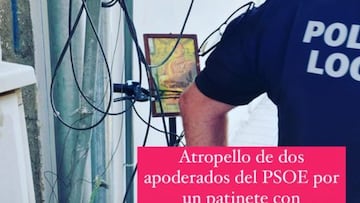 Atropellados dos militantes del PSOE por el conductor de un patinete con símbolos franquistas