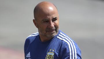 BRONNITSY, RUSSIA - JUNE 27: Jorge Sampaoli coach of Argentina arrives prior a training session at Stadium of Syroyezhkin sports school  on June 27, 2018 in Bronnitsy, Russia. (Photo by Gabriel Rossi/Getty Images)