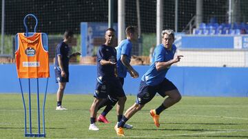 Ibai Gómez en un entrenamiento con el Deportivo.