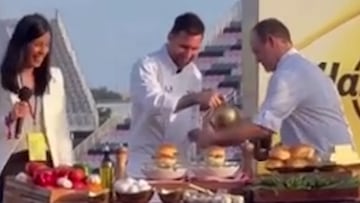 Inter Miami’s Lionel Messi showed up to present the burger and other menu items named after him at the Hard Rock Café in Miami, dressed up as a chef.