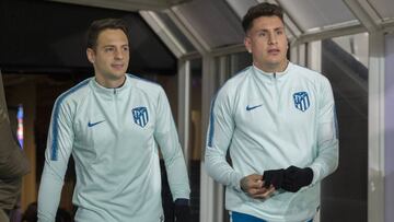 Arias y Giménez con el Atlético.