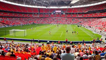 El Estadio de Wembley es un estadio de fútbol que está ubicado en la ciudad de Londres, Inglaterra. Está emplazado en el lugar donde se erigía el antiguo estadio con el mismo nombre construido en 1923. El nuevo Wembley es el estadio local de la Selección de fútbol de Inglaterra.​

Tras la demolición en el año 2002 del viejo Wembley y con el diseño del arquitecto Norman Foster se abría la puerta a un nuevo superestadio con una capacidad de 90 000 espectadores, que terminó de construirse en el año 2007. El coste del proyecto rondó los 757 millones de libras esterlinas (1097 millones de euros).

El estadio está conectado con las estaciones de metro de Wembley Park y Wembley Centralvía "White Horse Bridge".