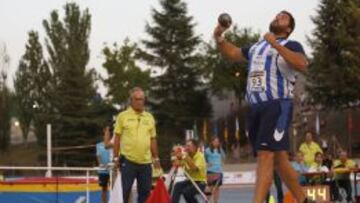 Borja Vivas durante la final del Campeonato de Espa&ntilde;a de Alcobendas, en el que super&oacute; los 21 metros en lanzamiento de peso. 