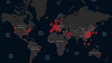 Mapa en tiempo real del coronavirus en el mundo.