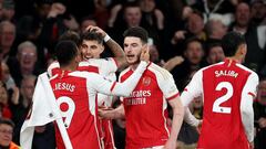 Los jugadores del Arsenal celebran el gol de Kai Havertz ante el Brentford.