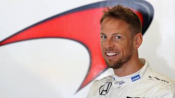 MONTMELO, SPAIN - MAY 13: Jenson Button of Great Britain and McLaren Honda in the garage during practice for the Spanish Formula One Grand Prix at Circuit de Catalunya on May 13, 2016 in Montmelo, Spain.  (Photo by Clive Mason/Getty Images)