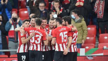 Celebración del segundo gol rojiblanco