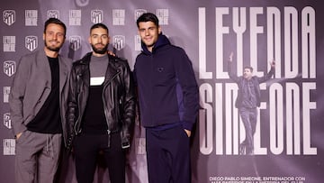 Saúl Ñíguez, Yannick Carrasco y Álvaro Morata, en la presentación del documental del Cholo en 2022.