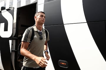 Cristiano Ronaldo llegando al Villar Perosa para el partido amistoso entre la Juventus A y la Juventus B.