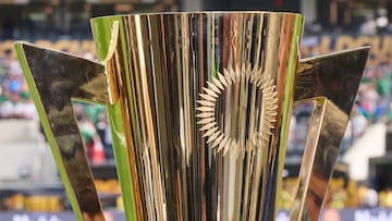 The Trophy Gold Cup during the game Panama vs Mexico (Mexican National team), corresponding Great final of the CONCACAF Gold Cup 2023, at SoFi Stadium, on July 16, 2023.
<br><br>
Trofeo de la Copa Oro durante el partido Panama vs Mexico (Seleccion Nacional Mexicana), correspondiente a la Gran Final de la Copa Oro de la CONCACAF 2023, en el SoFi Stadium, el 16 de Julio de 2023.