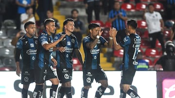 Ali Avila celebrates his goal 1-1 of Queretaro during the 6th round match between Queretaro vs Atletico de San Luis as part of the Liga BBVA MX, Torneo Apertura 2025 at La Corregidora Stadium, on August 22, 2025 in Santiago de Queretaro, Mexico.