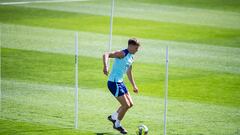 Marcos Llorente, en un anterior entrenamiento con el Atlético.