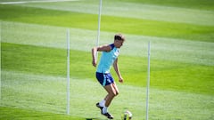 Marcos Llorente, en un anterior entrenamiento con el Atlético.