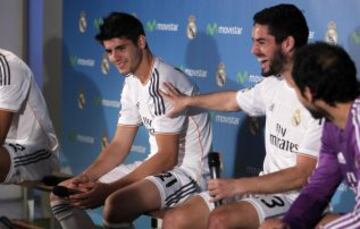 Marcelo, Pepe, Jesé, Morata, Isco, Varane, Xabi Alonso, y Diego López dieron un clinic a algunos aficionados que pudieron pisar el césped del Bernabéu.