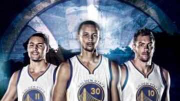 Klay Thompson, Stephen Curry y David Lee.