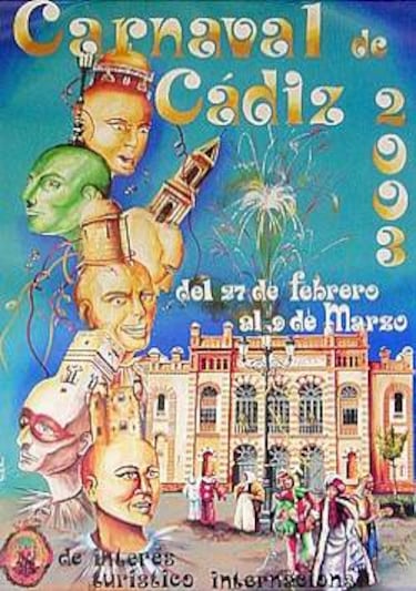 De las mentes soñadoras de varios personajes brotan las torres más queridas de Cádiz, elevándose como recuerdos que toman forma. Sus miradas se posan en el Gran Teatro Falla, mientras un cielo encendido por fuegos artificiales derrama luz y fiesta sobre la escena.