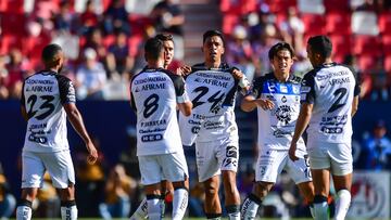  Angel Sepulveda celebrates his goal 0-1 of Queretaro during the game Atletico San Luis vs Queretaro, corresponding to Round 03 of the Torneo Apertura 2023 of the Liga BBVA MX, at Alfonso Lastras Stadium, on July 15, 2023.

<br><br>

Angel Sepulveda celebra su gol 0-1 de Queretaro durante el partido Atletico San Luis vs Queretaro, correspondiente a la Jornada 03 del Torneo Apertura 2023 de la Liga BBVA MX, en el Estadio Alfonso Lastras, el 15 de Julio de 2023.