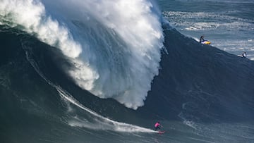 NAZARÉ, PORTUGAL - DECEMBER 13: Pedro Vianna of Brazil surfs in Session One, Heat 1, Group A at the TUDOR NAZARÉ Big Wave Challenge on December 13, 2025 at Nazaré, Portugal. (Photo by Damien Poullenot/World Surf League)