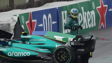 Formula One F1 - Sao Paulo Grand Prix - Autodromo Jose Carlos Pace, Sao Paulo, Brazil - November 3, 2024 Aston Martin's Fernando Alonso after crashing out during qualifying REUTERS/Carla Carniel TPX IMAGES OF THE DAY