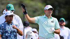 Golf - The Masters - Augusta National Golf Club - Augusta, Georgia, U.S. - April 6, 2023 Spain's Sergio Garcia and Japan's Kazuki Higa on the 10th tee during the first round REUTERS/Mike Blake