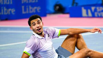 El tenista francés Arthur Fils celebra su victoria ante Roberto Bautista en el torneo de Montpellier.