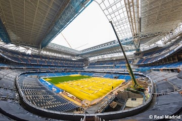 Las obras de remodelación del estadio del Real Madrid siguen a buen ritmo y encaran la recta final para su estreno la próxima temporada. 