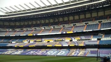 El Santiago Bernabéu ya está engalanado para el partido