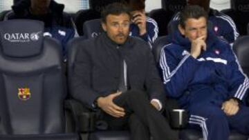 Luis Enrique, en el banquillo durante el partido ante el Barcelona.
